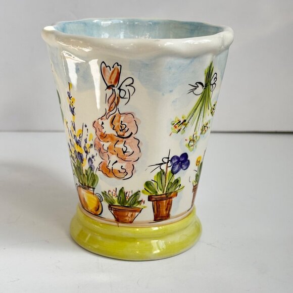 Ma Maison Ceramic Mug Set 4 Floral Butterfly Hand Painted by Tabletops Unlimited - Picture 3 of 15